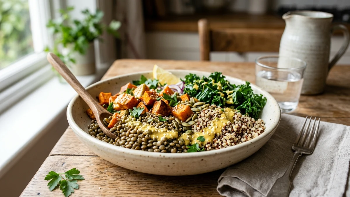 Lentil Power Bowl with Tahini Turmeric Dressing