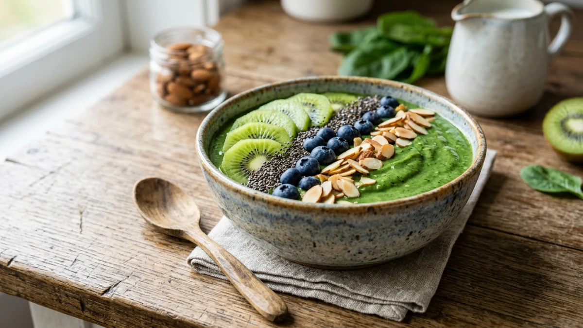 Iron-Boost Spinach & Wild Berry Smoothie Bowl