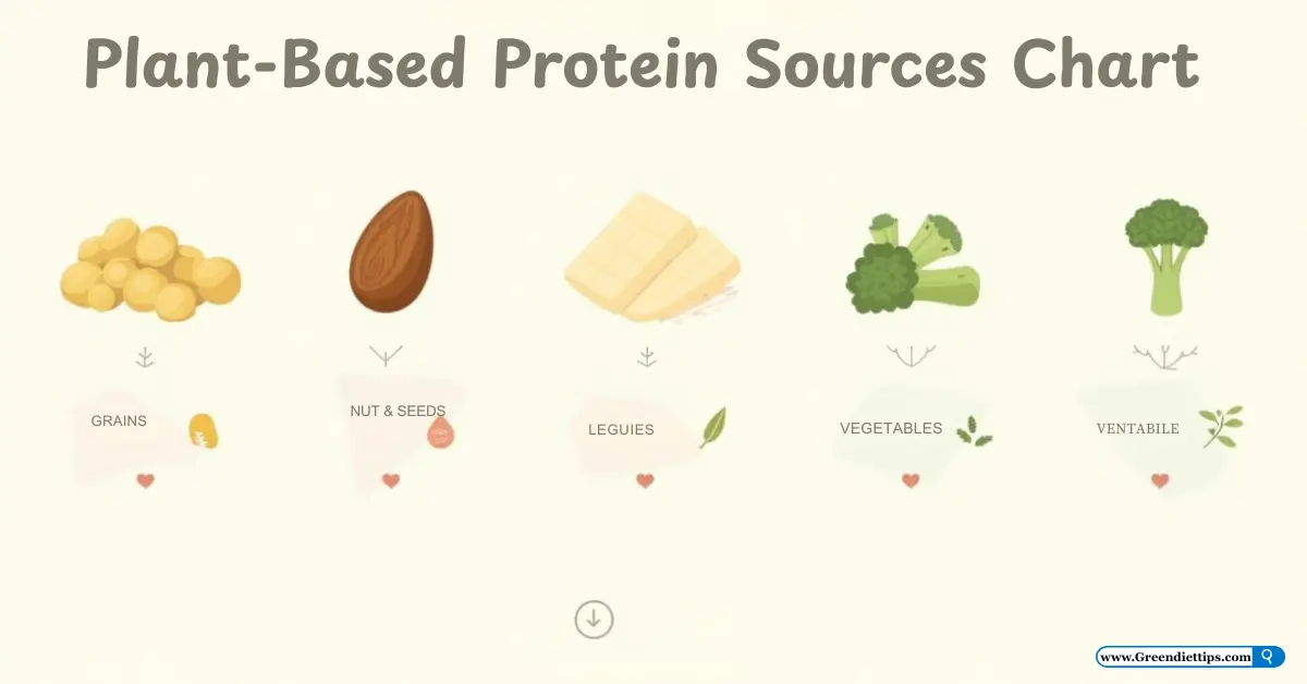 Plant Based Protein Sources for Vegans Chart Green Diet