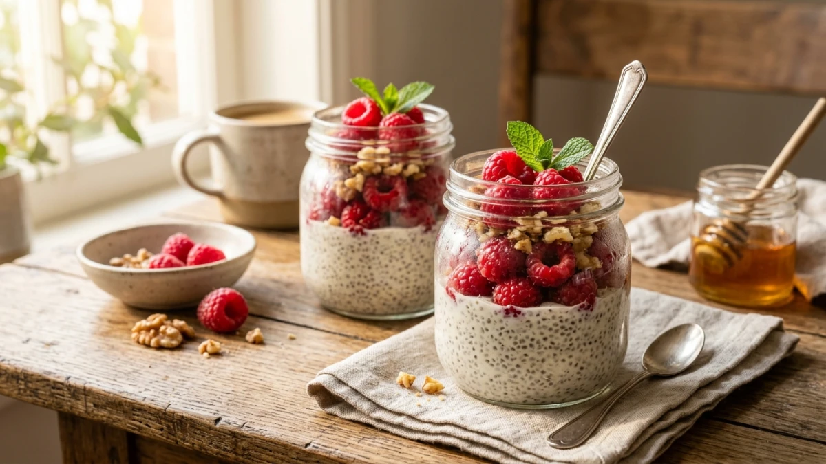 Overnight Cardamom Vanilla Berry Chia Pudding