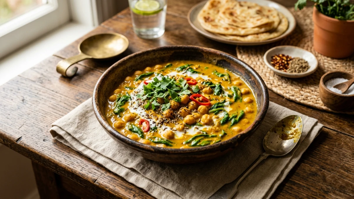 Golden Turmeric Chickpea & Spinach Curry